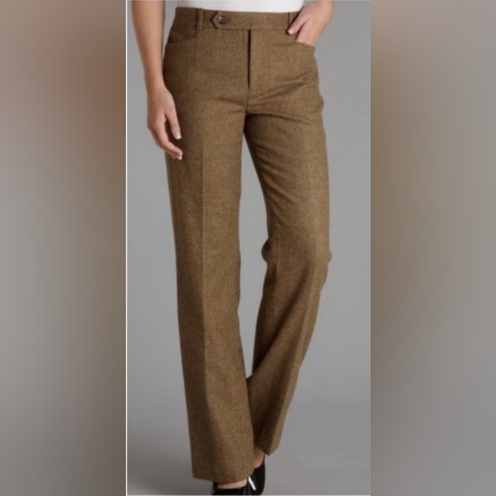 New Lauren Ralph Lauren Womens Brown Adelle Stretch Cotton Straight Leg Pants 16 - Picture 1 of 15